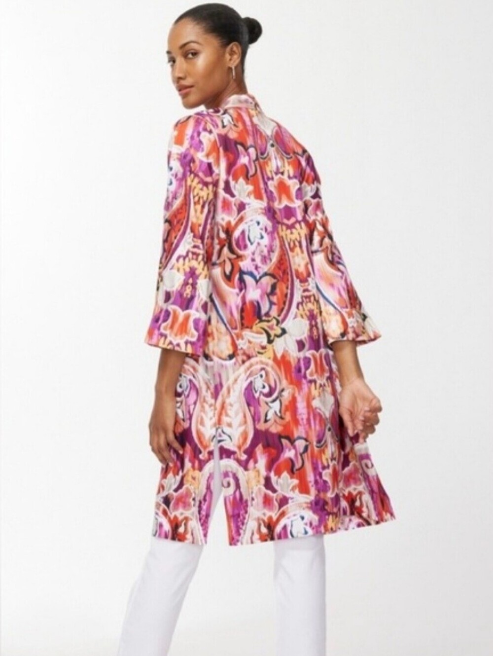 Chico's Multicolor Boho Paisley Duster, Cardigan, Kimono 3/4 Sleeve